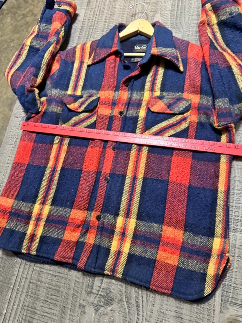 Van Cort Classic Plaid Button-Down Shirt Jacket in Red, Navy & Yellow